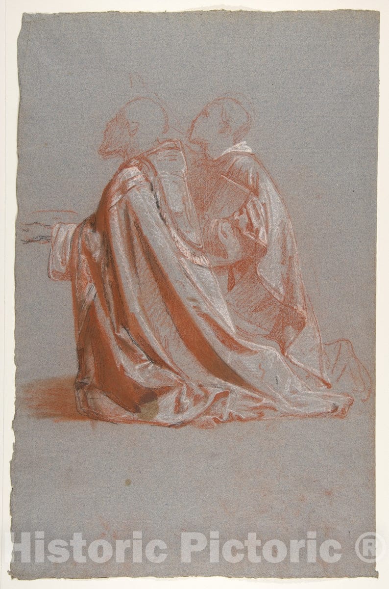 Art Print : Isidore Pils - Two Bishops (Lower Register; Study for Wall Paintings in The Chapel of Saint Remi, Sainte-Clotilde, Paris, 1858) : Vintage Wall Art