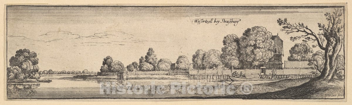 Art Print : Wenceslaus Hollar - Strasbourg: The Toll House : Vintage Wall Art