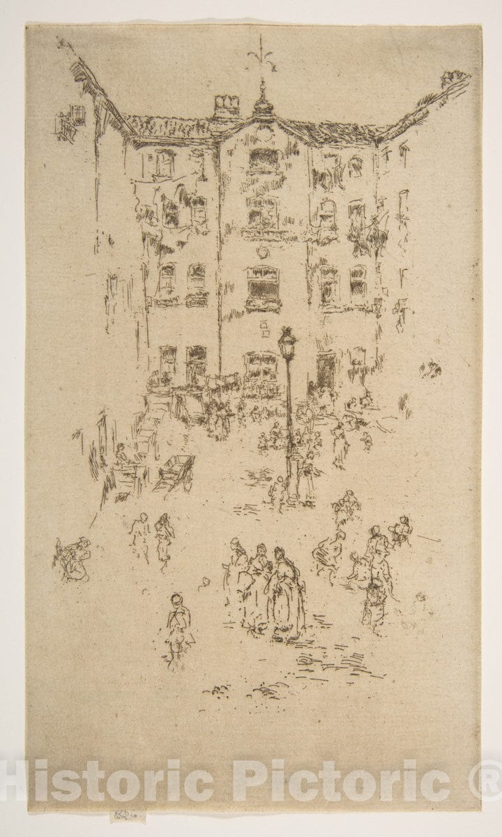 Art Print : James McNeill Whistler - Courtyard, Brussels : Vintage Wall Art