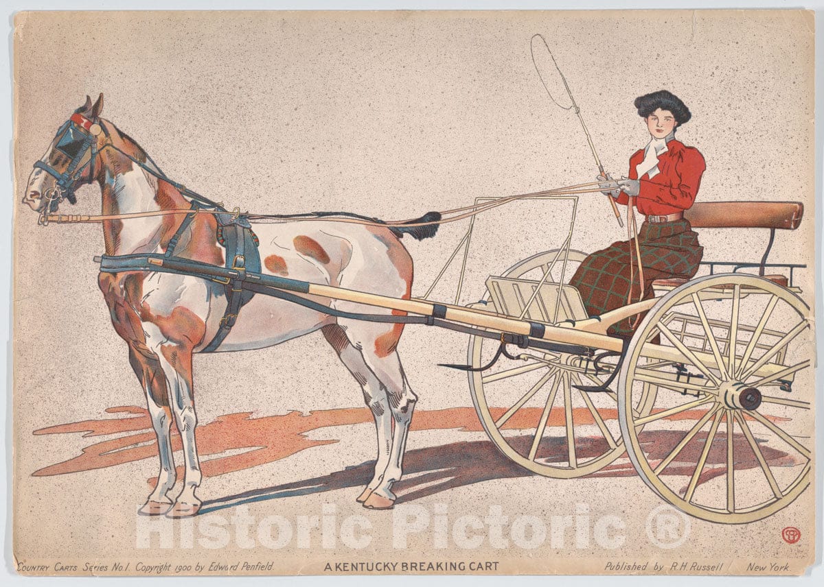 Art Print : Edward Penfield - A Kentucky Breaking Cart : Vintage Wall Art
