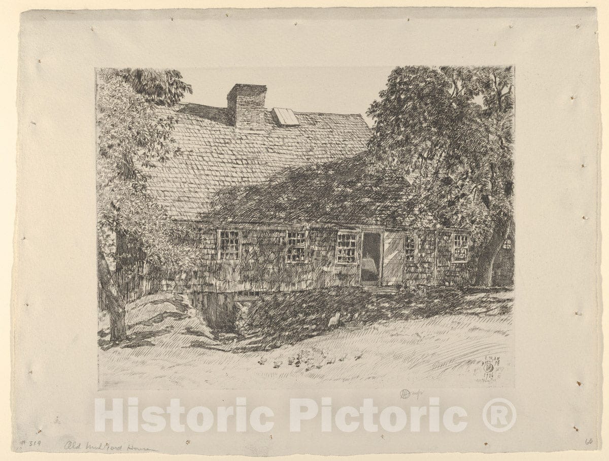 Art Print : Childe Hassam - The Old Mulford House (Easthampton) : Vintage Wall Art