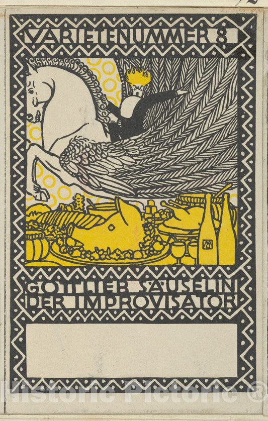 Art Print : Moriz Jung - Act 8: Gottlieb Säuselin The Improviser (Varietenummer 8: Gottlieb Säuselin der Improvisator) : Vintage Wall Art