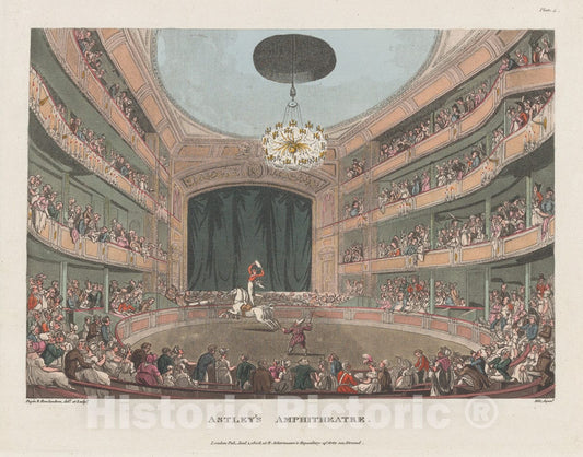 Art Print : Designed and Etched by Thomas Rowlandson - Astley's Amphitheatre 1 : Vintage Wall Art