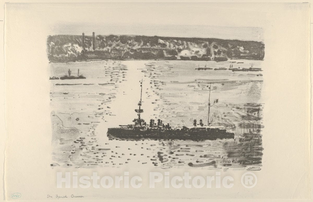 Art Print : Childe Hassam - The French Cruiser Le Gloire in The North River : Vintage Wall Art
