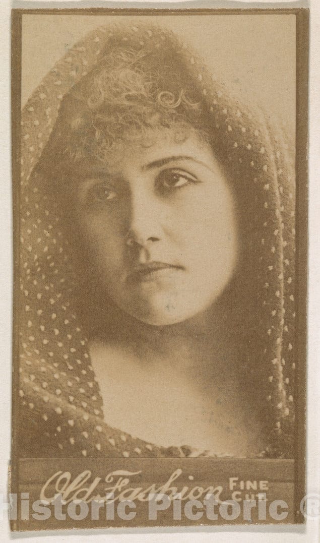 Photo Print : Actress Wearing Shawl Over Head, from The Actresses Series (N664) Promoting Old Fashion Fine Cut Tobacco : Vintage Wall Art