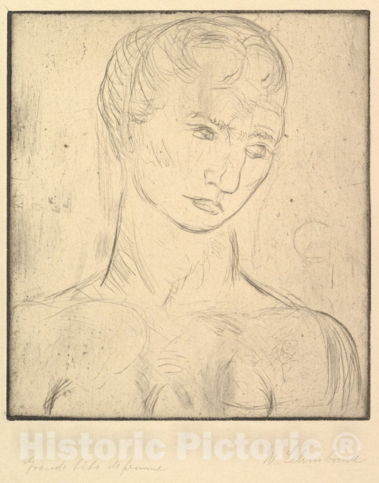 Art Print : Wilhelm Lehmbruck - Head of a Woman (Kopf Groß) : Vintage Wall Art