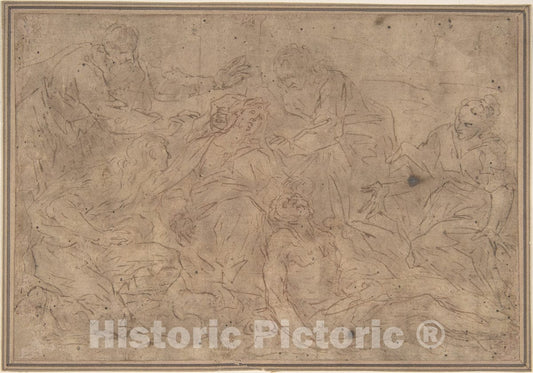 Art Print : Italian, Roman-Bolognese, 17th Century - Lamentation Over The Dead Christ : Vintage Wall Art