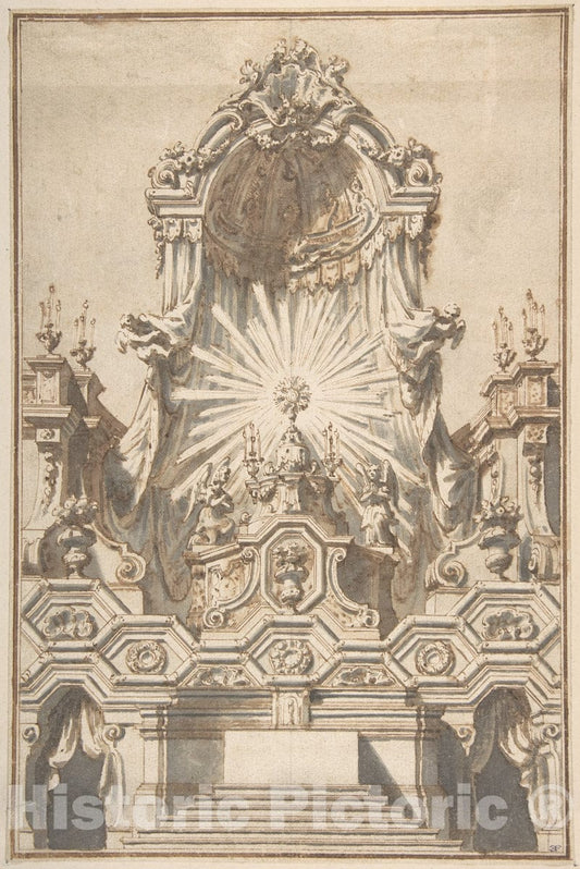Art Print : Giuseppe Galli Bibiena - Framed Design for an Altar : Vintage Wall Art