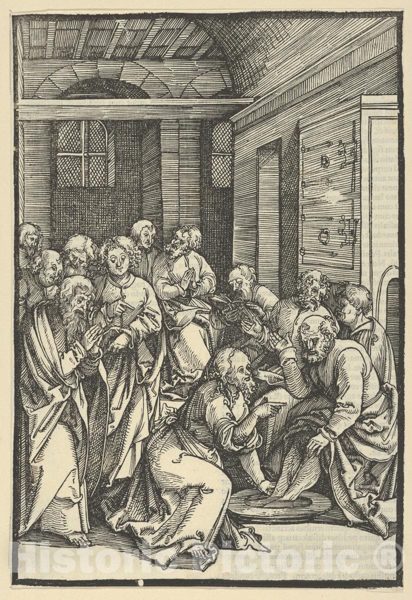 Art Print : Hans Schäufelein - Christ Washing Saint Peter's Feet, from Speculum passionis Domini Nostri Ihesu Christi : Vintage Wall Art