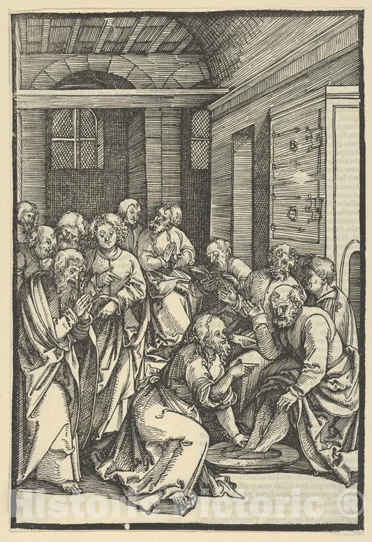 Art Print : Hans Schäufelein - Christ Washing Saint Peter's Feet, from Speculum passionis Domini Nostri Ihesu Christi : Vintage Wall Art