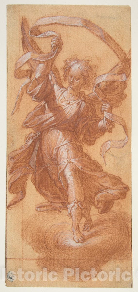 Art Print : Camillo Procaccini - Angel with a Banderole : Vintage Wall Art