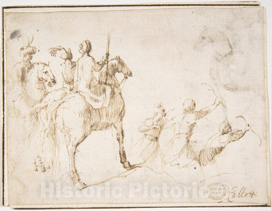Art Print : Francesco Allegrini - Horsemen and Archers : Vintage Wall Art