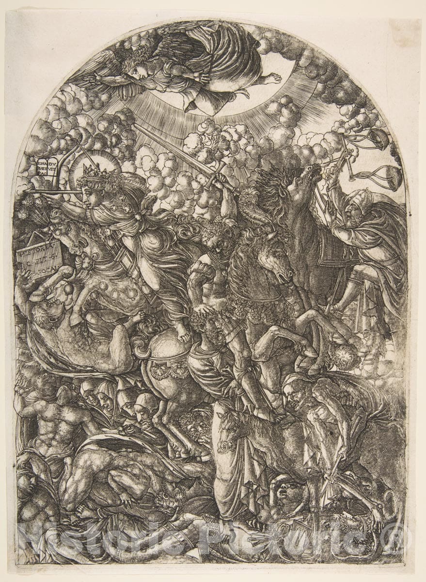 Art Print : Jean Duvet - Saint John sees The Four Horsemen, from The Apocalyspe : Vintage Wall Art