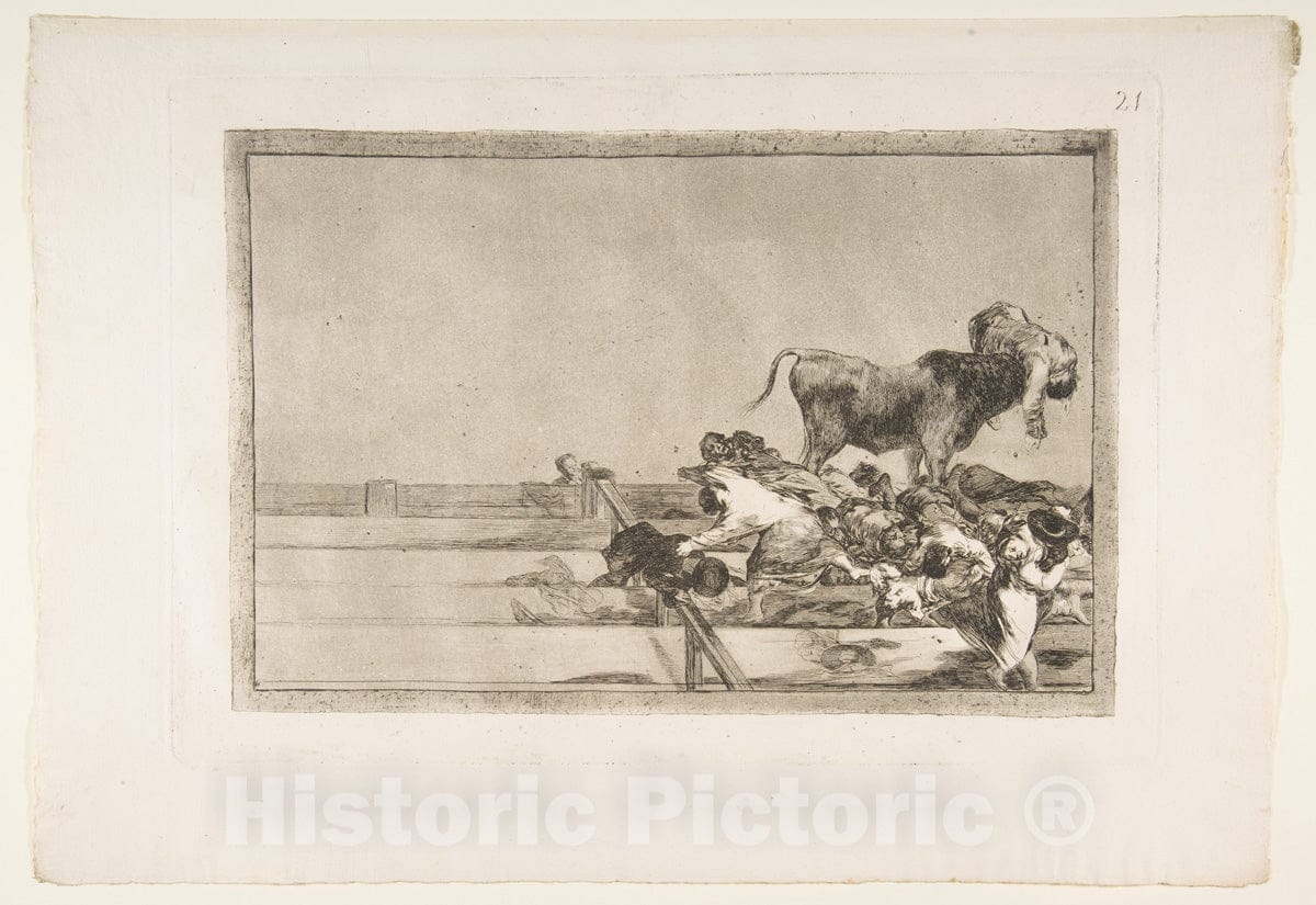 Art Print : Plate 21 from The 'Tauromaquia' - Artist: Goya - Created: 1816 : Vintage Wall Art