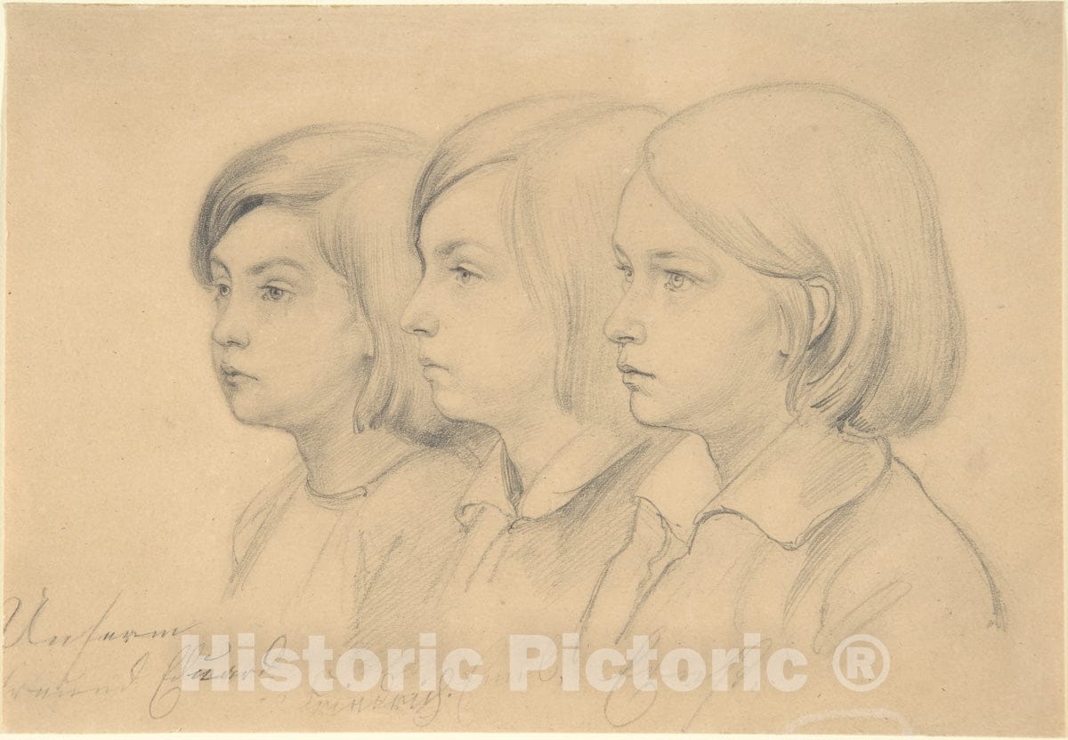 Art Print : Friedrich Preller The Elder - The Artist's Children: Friedrich, Emil, and Ernst : Vintage Wall Art