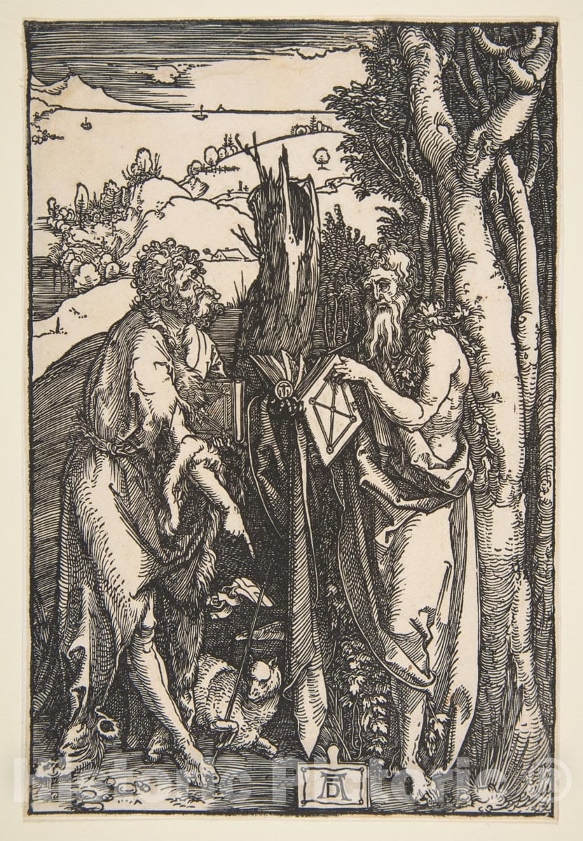 Art Print : Albrecht Dürer - Saint John The Baptist and Saint Onuphrius 1 : Vintage Wall Art