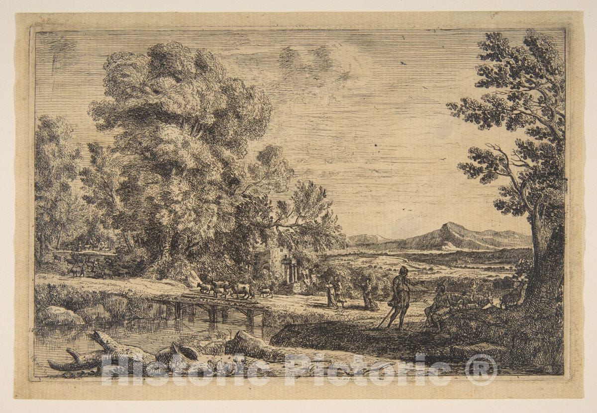Art Print : Claude Lorrain (Claude Gellée) - Rebecca and Eliezer : Vintage Wall Art