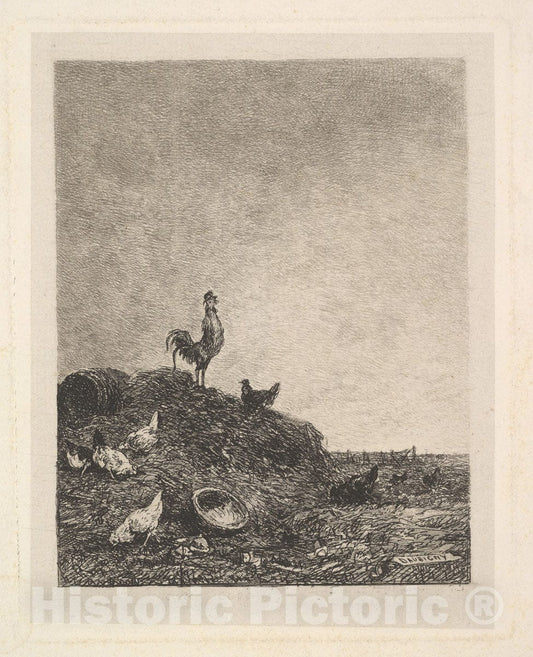 Art Print : Charles-François Daubigny - Dawn: The Cock's Crow : Vintage Wall Art