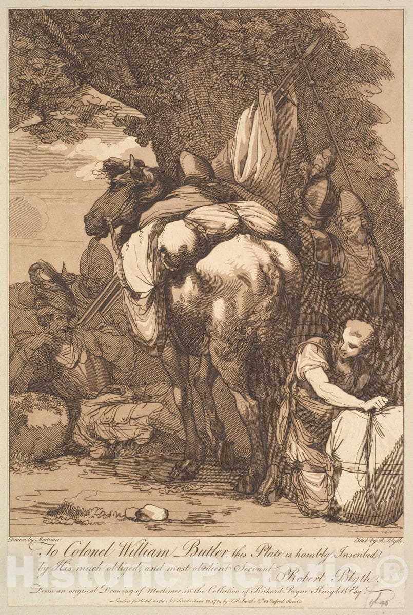 Art Print : Robert Blyth - Packhorse with Soldiers : Vintage Wall Art
