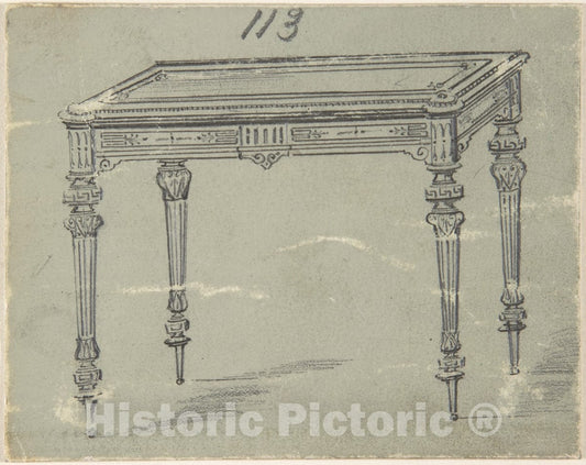 Art Print : British, 19th Century - Design for a Small Rectangular Table with Greek Ornament : Vintage Wall Art