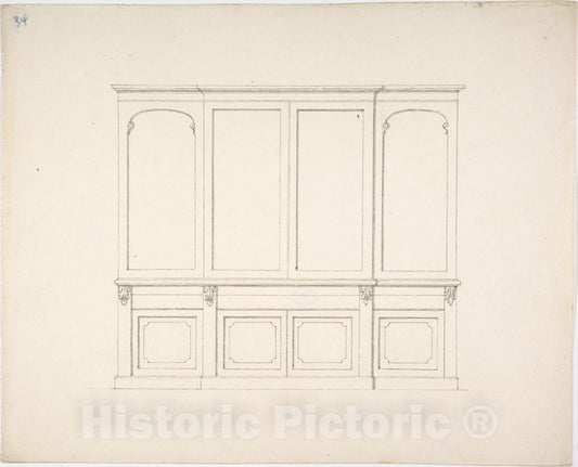 Art Print : British, 19th Century - Design for a Cabinet : Vintage Wall Art