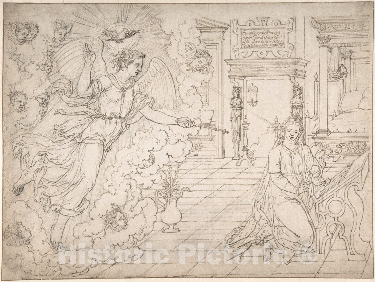 Art Print : Dirck Pietersz. Crabeth - The Annunciation : Vintage Wall Art