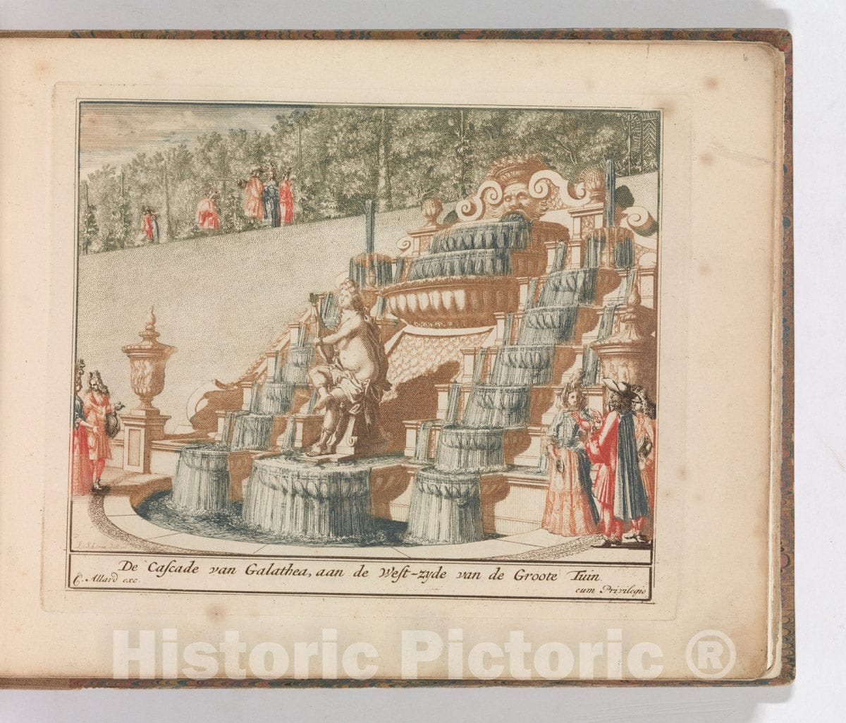 Art Print : Carel Allard - Cascade of Galathea, on the west side of the principal garden of the Loo Palace : Vintage Wall Art