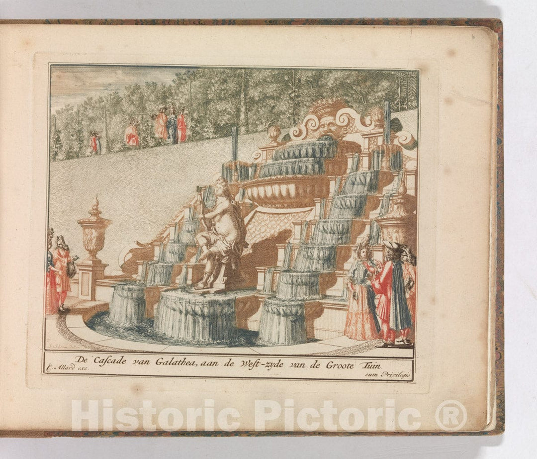 Art Print : Carel Allard - Cascade of Galathea, on the west side of the principal garden of the Loo Palace : Vintage Wall Art