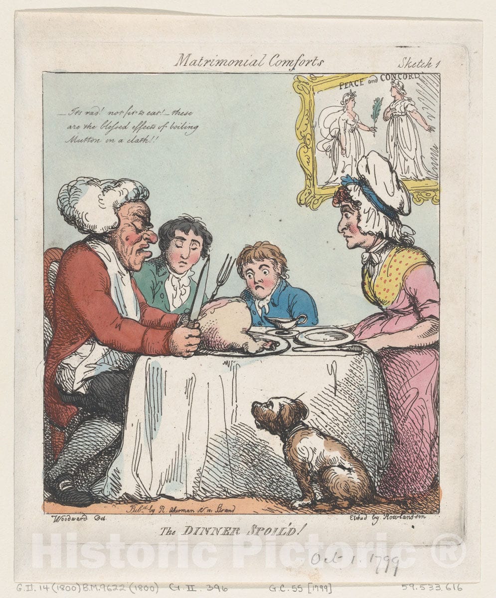 Art Print : Thomas Rowlandson - The Dinner Spoil'd! : Vintage Wall Art