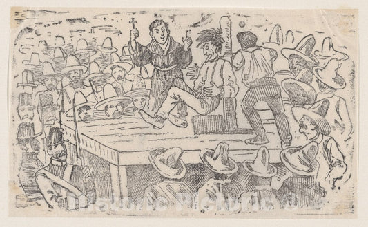 Art Print : José Guadalupe Posada - A Man executed by garroting in The Town Square at Mixalco : Vintage Wall Art