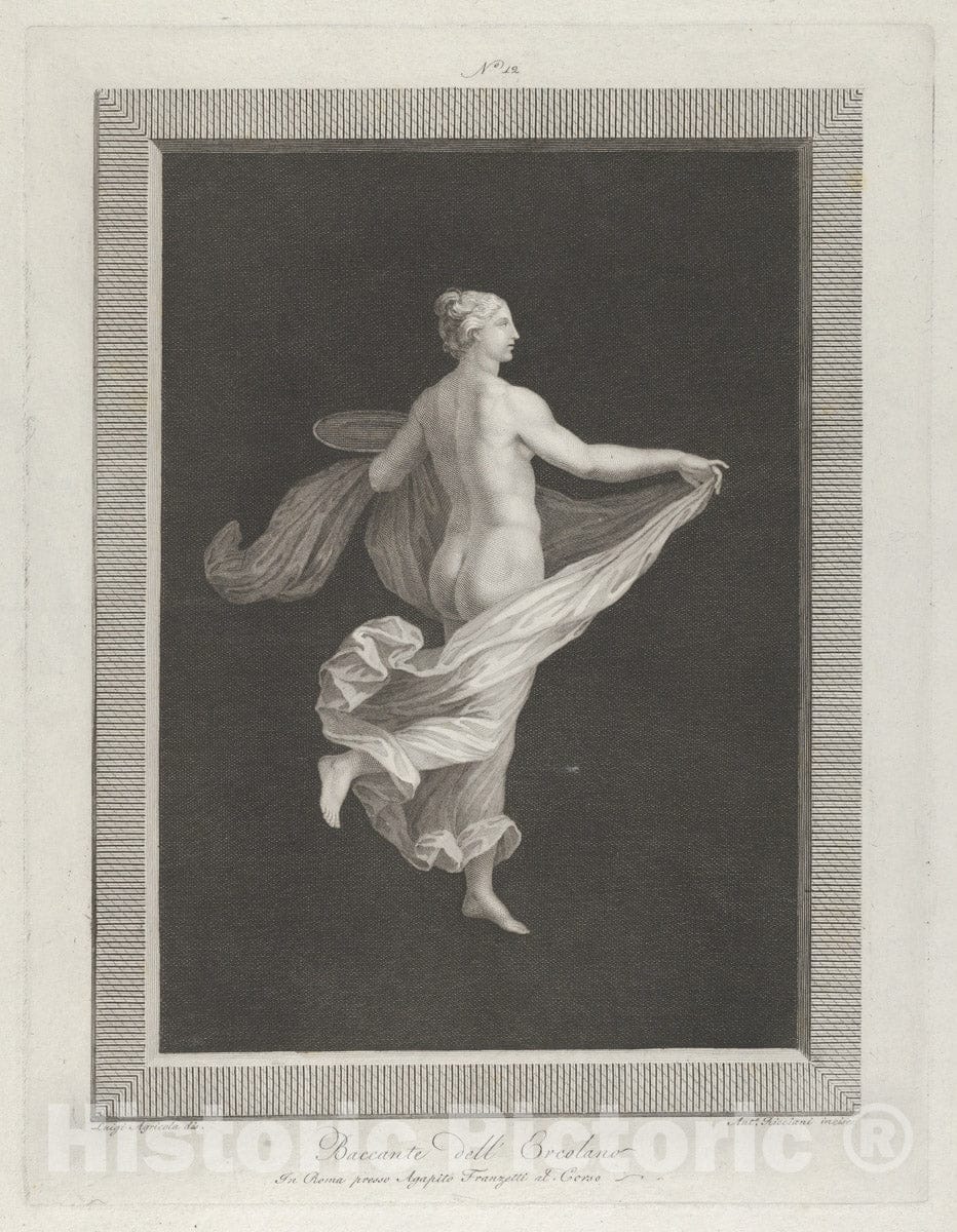 Art Print : A Partly Naked Bacchante seen from Behind - Artist: Agapito Franzetti - Created: c1820 : Vintage Wall Art
