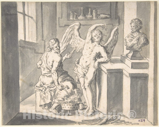 Art Print : Franz Xaver Wagenschön - Daedalus Forming The Wings of Icarus Out of Wax : Vintage Wall Art