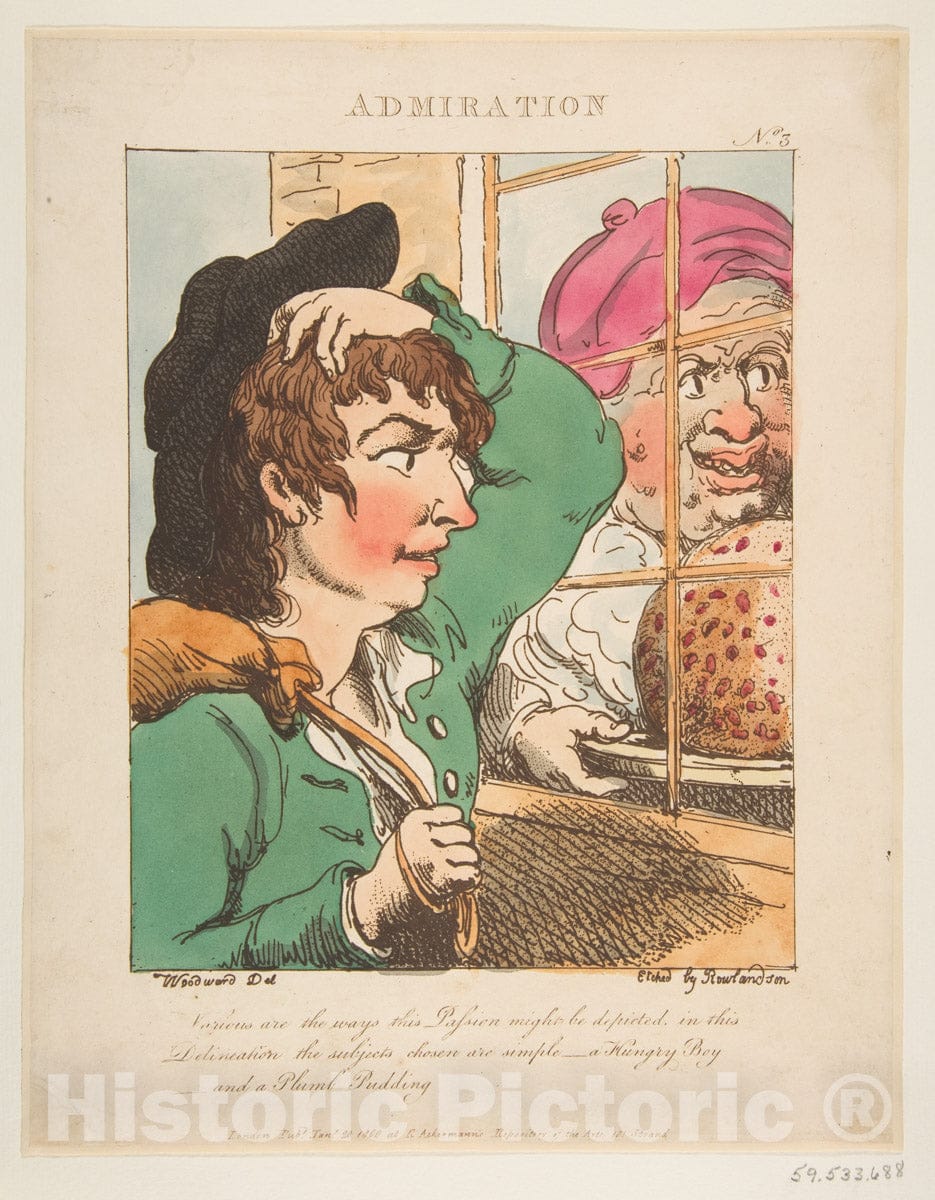 Art Print : Thomas Rowlandson - Admiration (Le Brun Travested, or Caricatures of The Passions) : Vintage Wall Art