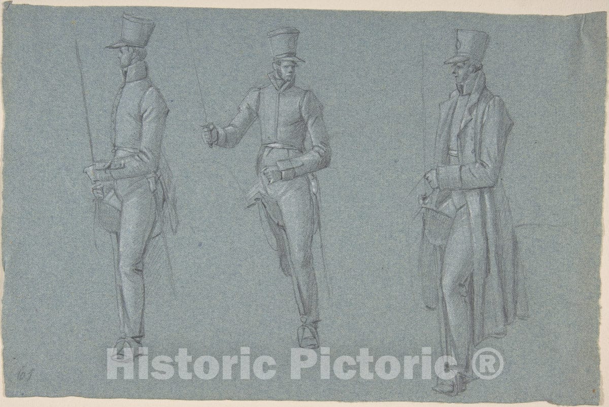 Art Print : Wilhelm von Kobell - Three Studies on a Man on a Saddle : Vintage Wall Art