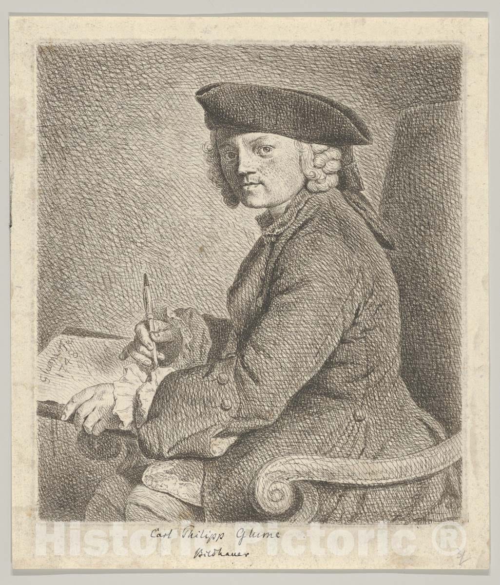 Art Print : Johann Gottlieb Glume - Carl Philipp Glume, The Artist's Brother : Vintage Wall Art
