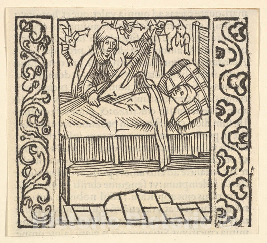Art Print : Hans Baldung (Called Hans Baldung Grien) - Caring for The Dead, Illustration from Speculum Passionis, 1507 : Vintage Wall Art
