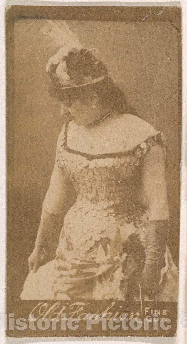 Photo Print : Actress Wearing Feathered hat, from The Actresses Series (N664) Promoting Old Fashion Fine Cut Tobacco 2 : Vintage Wall Art