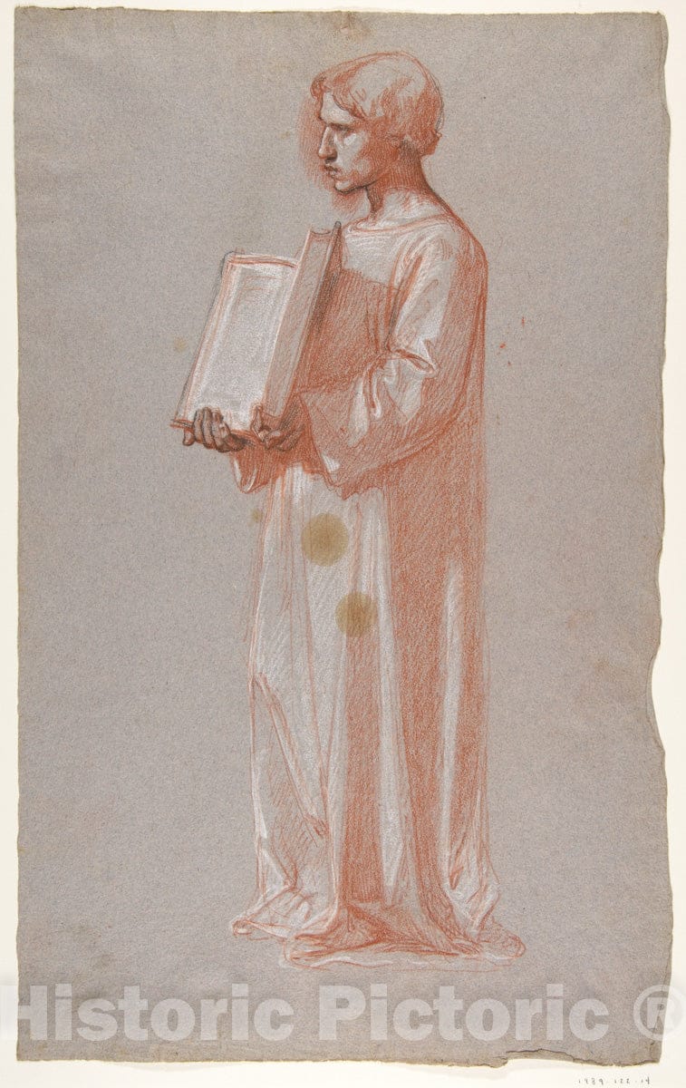 Art Print : Isidore Pils - Acolyte with Open Book (Middle Register; Study for Wall Paintings in The Chapel of Saint Remi, Sainte-Clotilde, Paris, 1858) : Vintage Wall Art