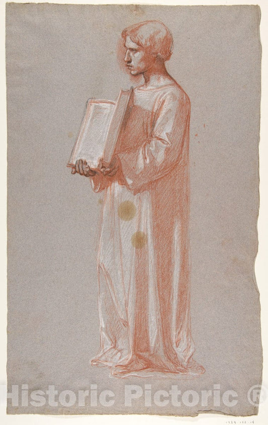 Art Print : Isidore Pils - Acolyte with Open Book (Middle Register; Study for Wall Paintings in The Chapel of Saint Remi, Sainte-Clotilde, Paris, 1858) : Vintage Wall Art
