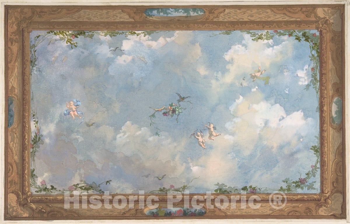 Art Print : Jules-Edmond-Charles Lachaise - Design for Salon Ceiling, Hôtel Candamo : Vintage Wall Art