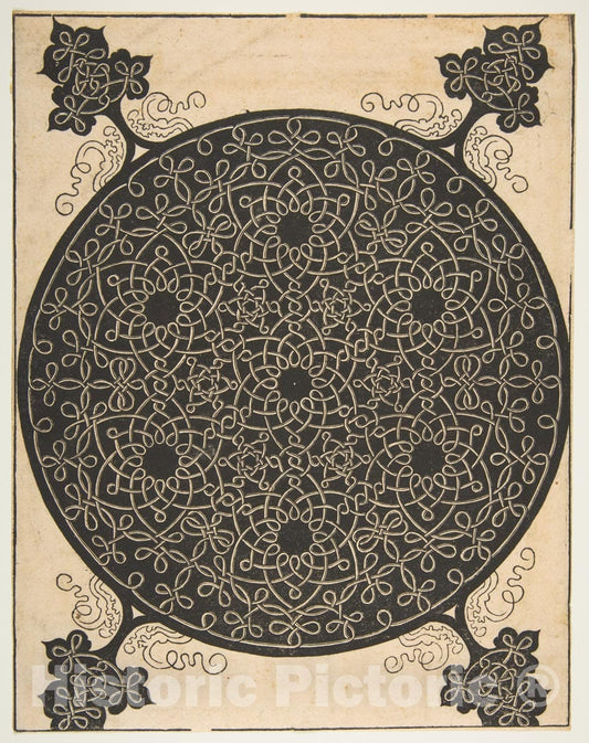 Art Print : Albrecht Dürer - Embroidery Pattern with Seven Six-Pointed Stars and Four Corner Pieces 2 : Vintage Wall Art