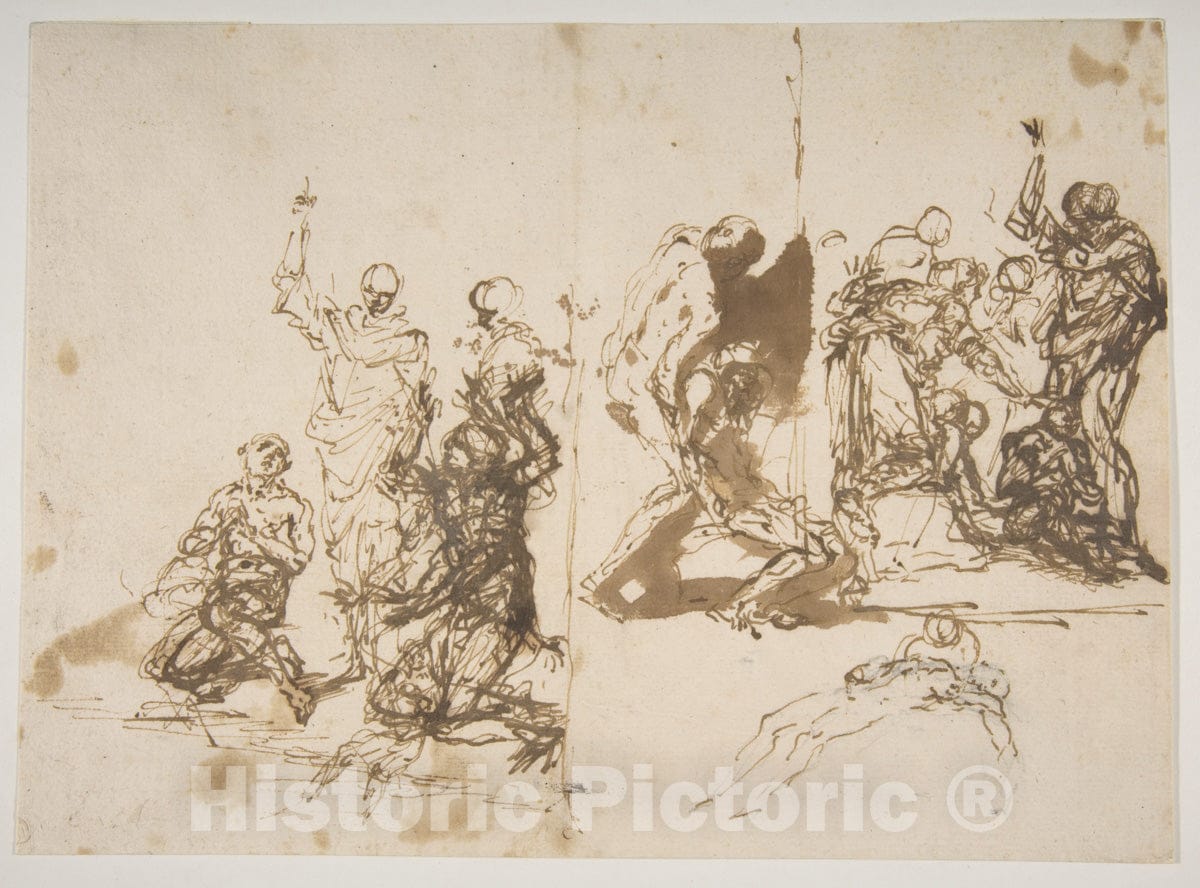 Art Print : Salvator Rosa - The Raising of Lazarus : Vintage Wall Art