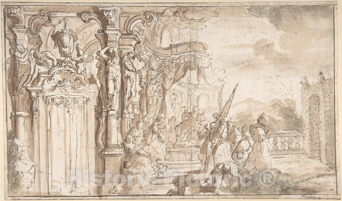 Art Print : Design for a Stage Set - Artist: Carlo Galli Bibiena - Created: 1728–78 : Vintage Wall Art