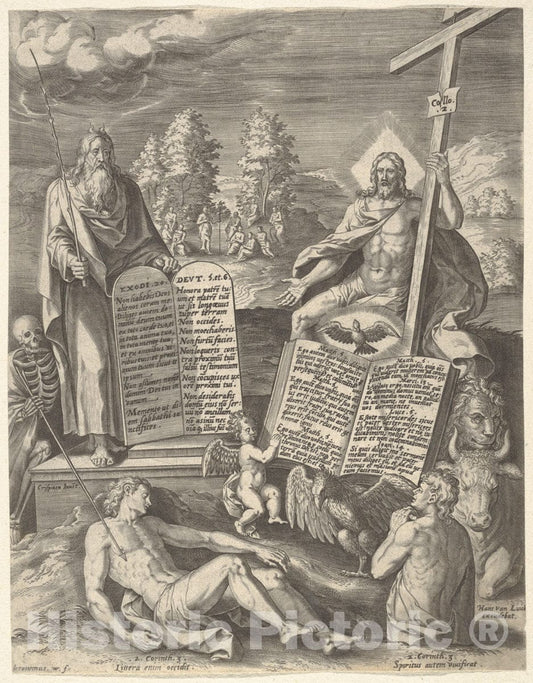 Art Print : Hieronymus (Jerome) Wierix - Allegory of The Salvation of Mankind (Allegory of The Old Law and The New) : Vintage Wall Art