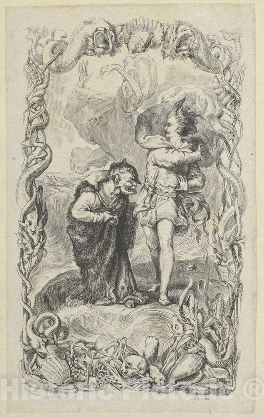 Art Print : Charles Gray - Illustration to The Tempest: Caliban, Ferdinand and Ariel : Vintage Wall Art