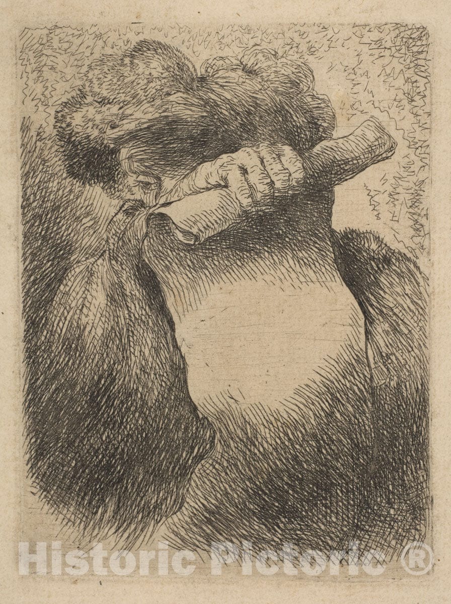 Art Print : Giovanni Benedetto Castiglione (Il Grechetto) - Man Holding a Scroll : Vintage Wall Art