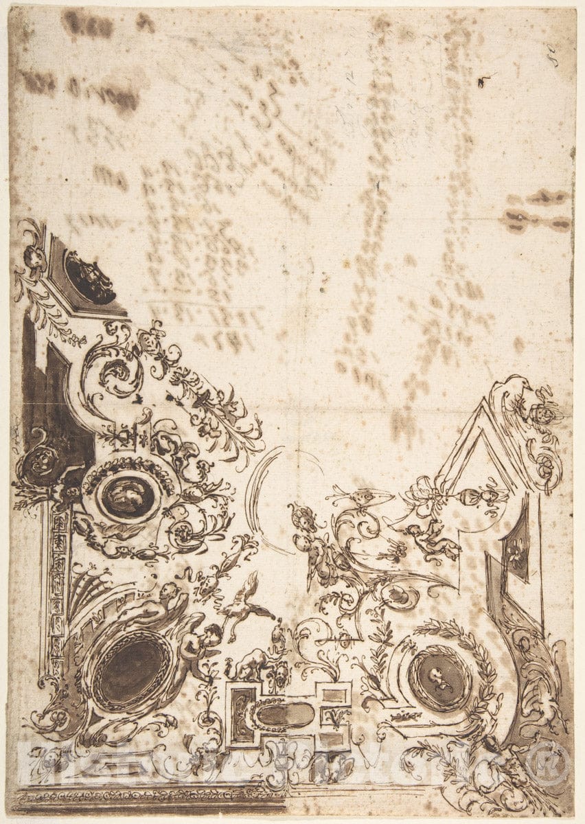 Art Print : Italian, 18th Century - Design for a Ceiling 2 : Vintage Wall Art