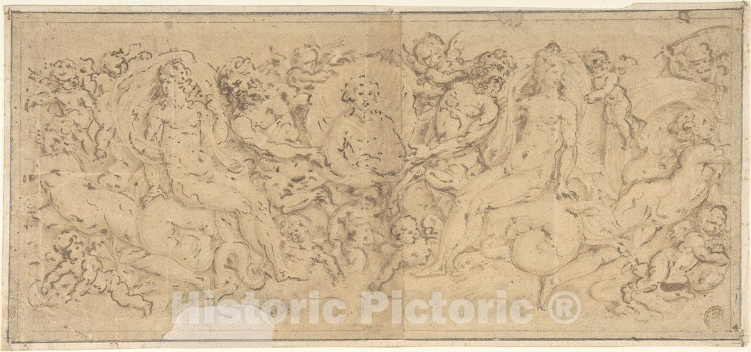 Art Print : Italian, 19th Century - Design for a Coffer : Vintage Wall Art