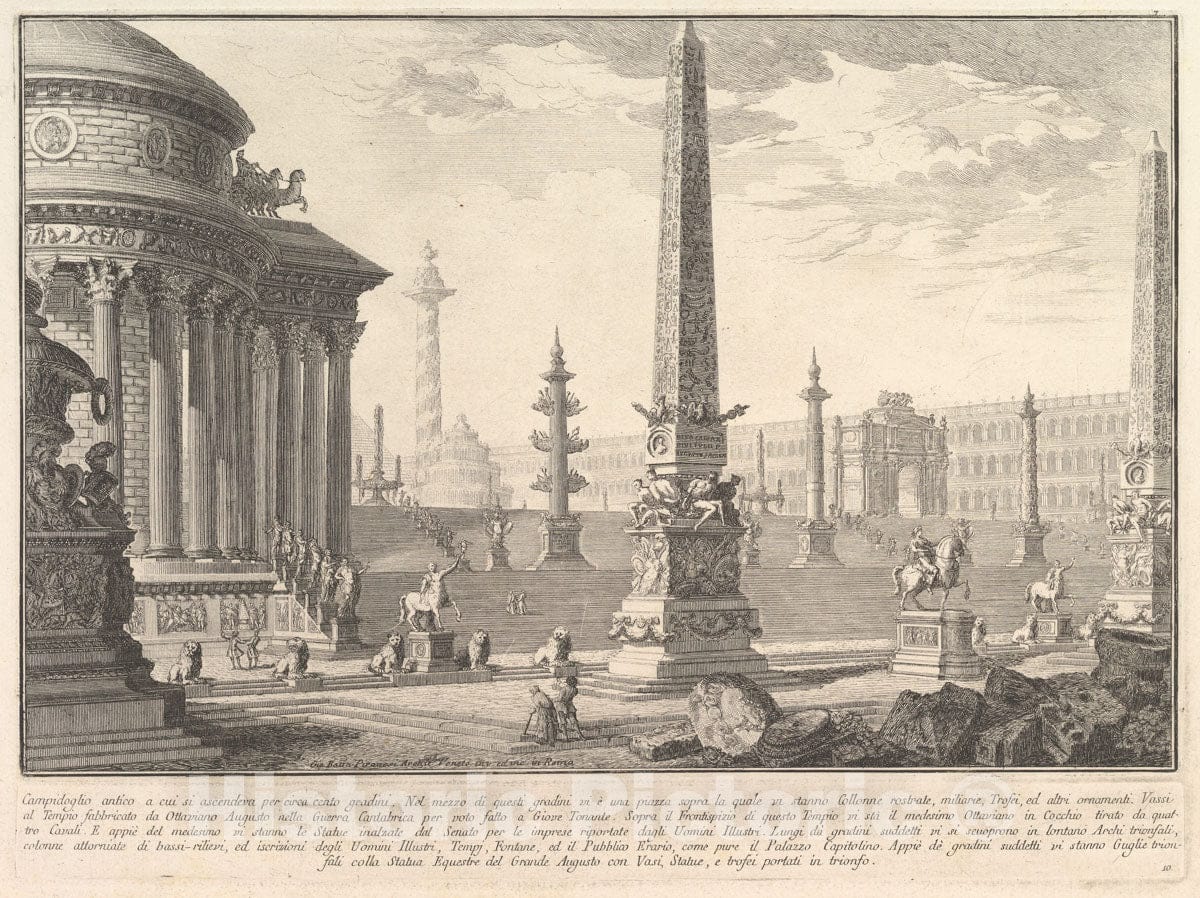 Art Print : The Ancient Capitol ascended by Approximately one Hundred Steps - Artist: Giovanni Battista Piranesi - Created: c1750 : Vintage Wall Art