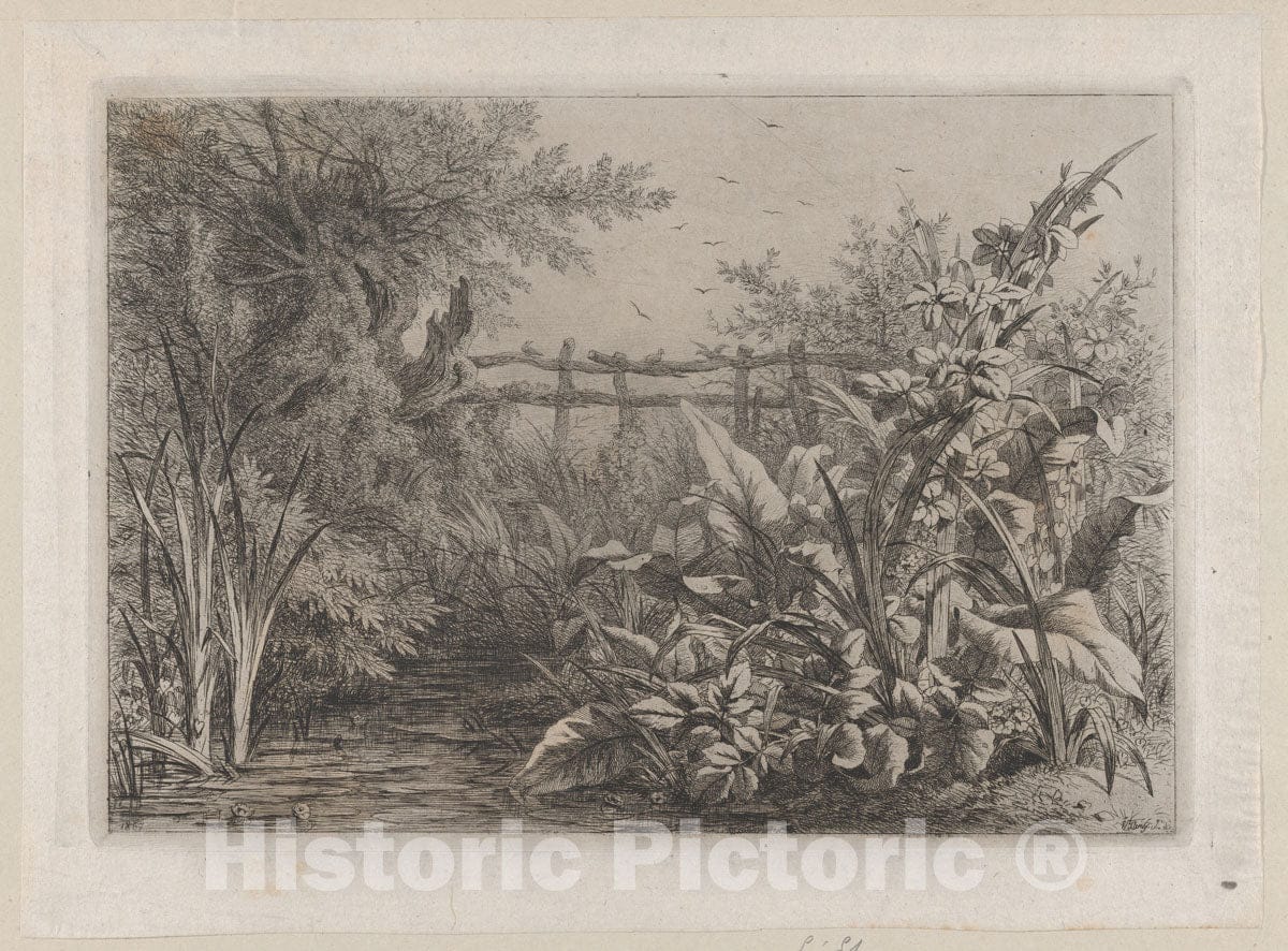 Art Print : Eugène Stanislas Alexandre Bléry - The Pond : Vintage Wall Art
